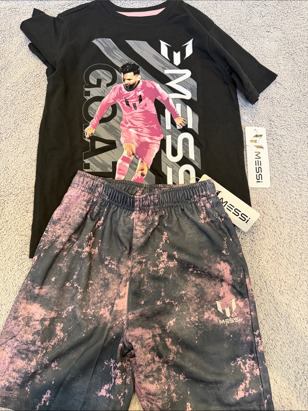 ⚽ MESSI 2-PIECE KIDS SET – BLACK & PINK